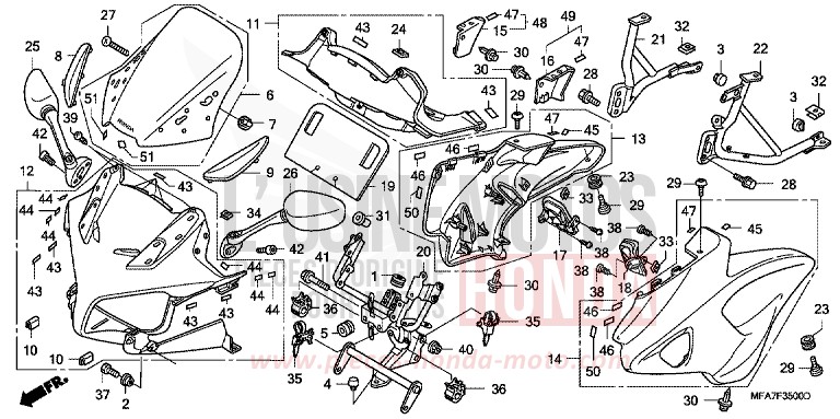 COWL for CBF1000 ABS BOMBAY ORANGE METALLIC (YR254) from 2006